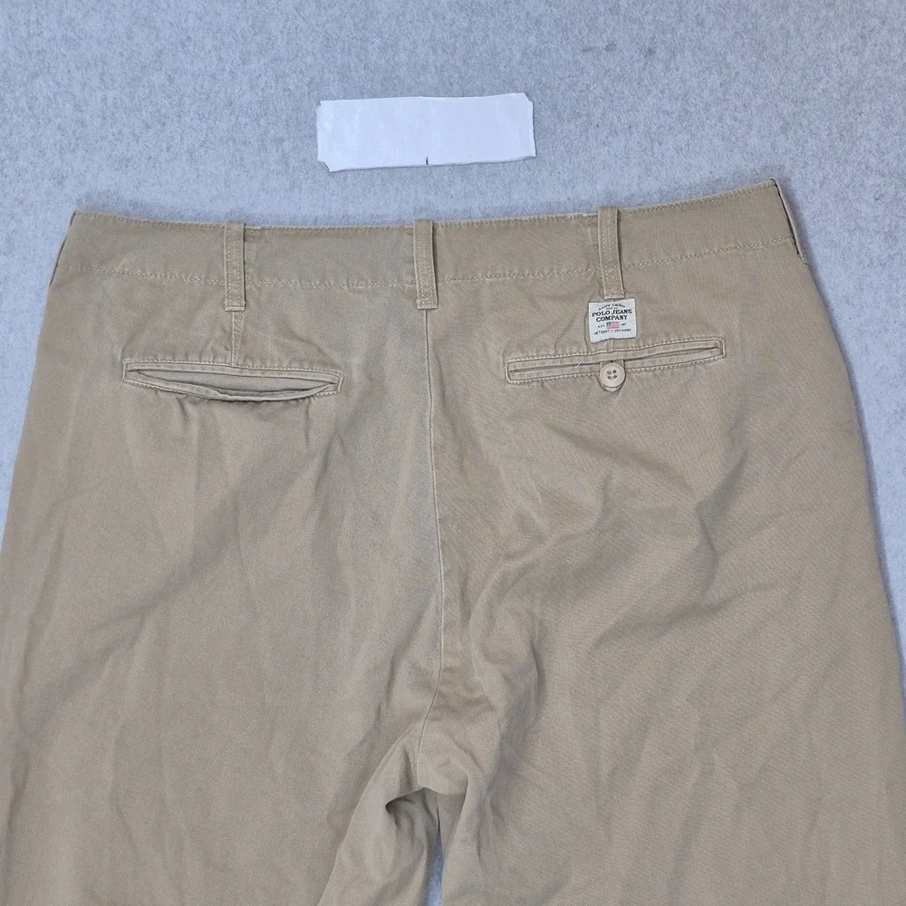 Polo Jean Ralph Lauren Men Pants 38X32 Khaki Chino Twill Button 31